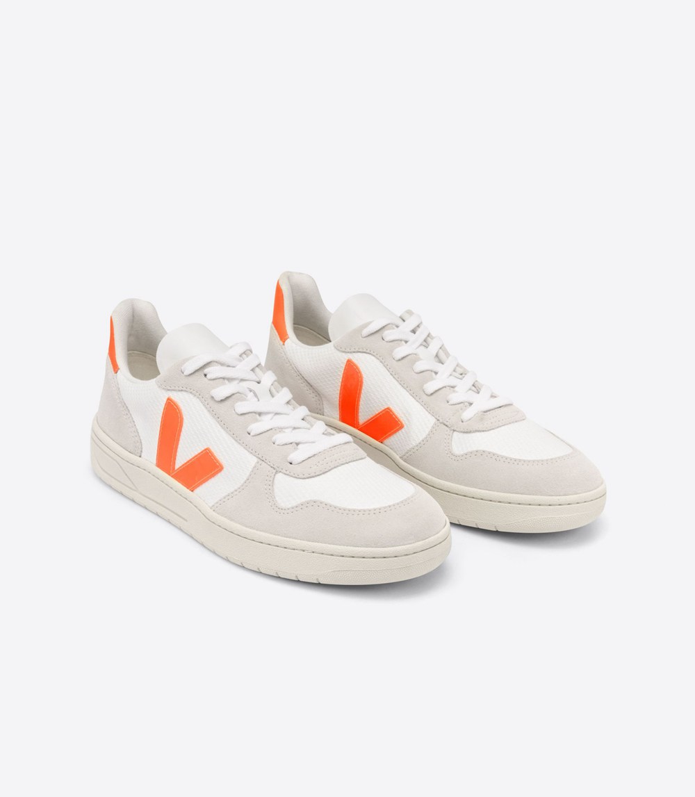 Tenis Veja Hombre - V-10 B-Mesh - Blancos/Beige/Naranjas - 460HCNMOI